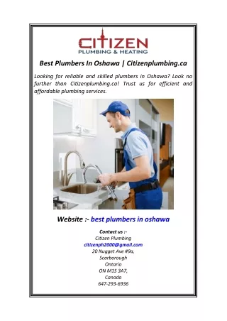 Best Plumbers In Oshawa Citizenplumbing.ca