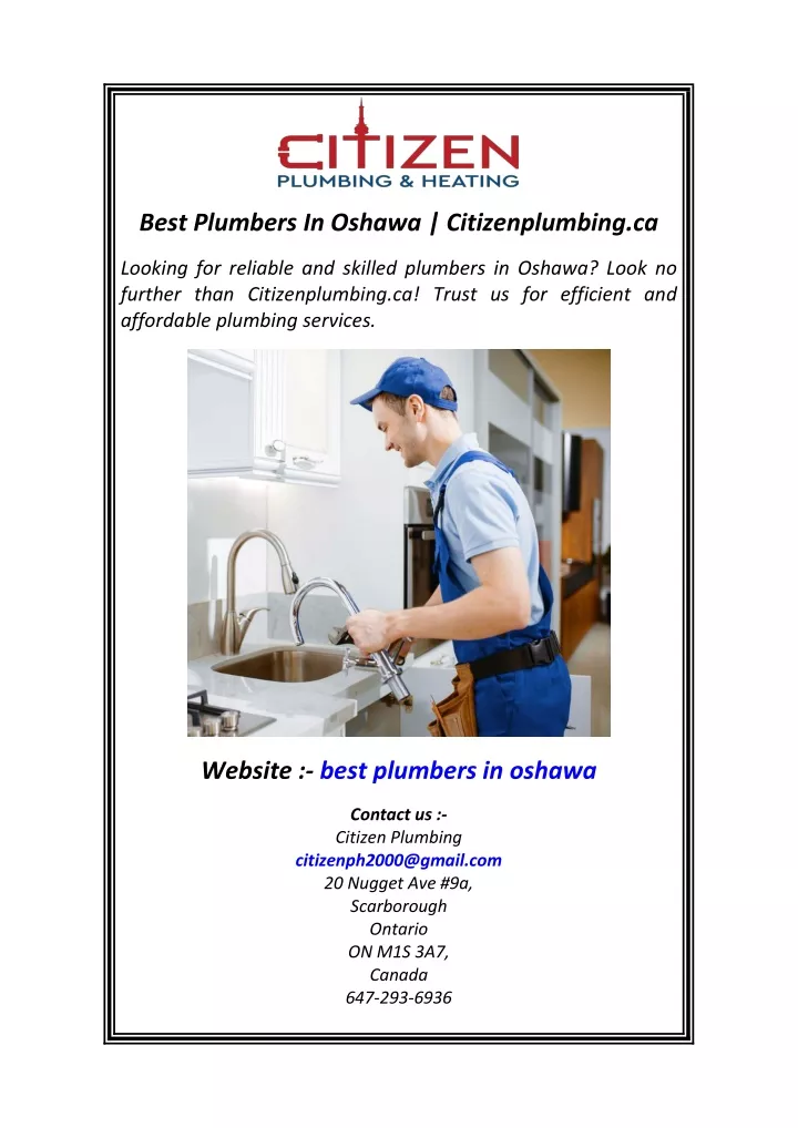 best plumbers in oshawa citizenplumbing ca