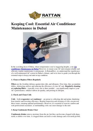 Expert Air Conditioner Maintenance Services in Dubai