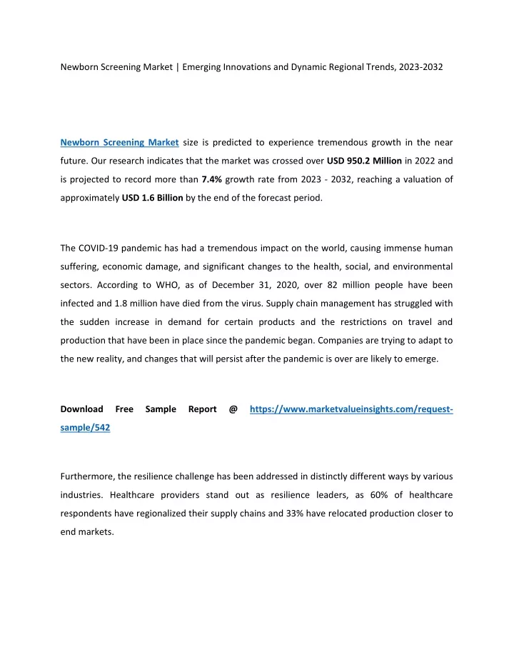 newborn screening market emerging innovations