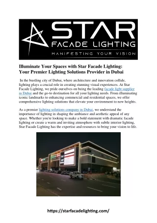 Illuminate Your Spaces with Star Facade Lighting: Your Premier Lighting Solutio