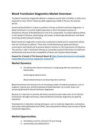 blood transfusion diagnostics market overview