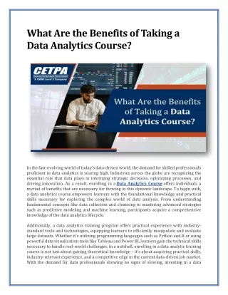 what are the benefits of taking a data analytics