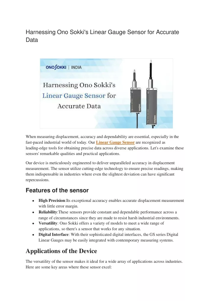 harnessing ono sokki s linear gauge sensor