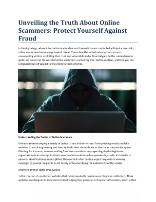 unveiling the truth about online scammers protect yourself against fraud