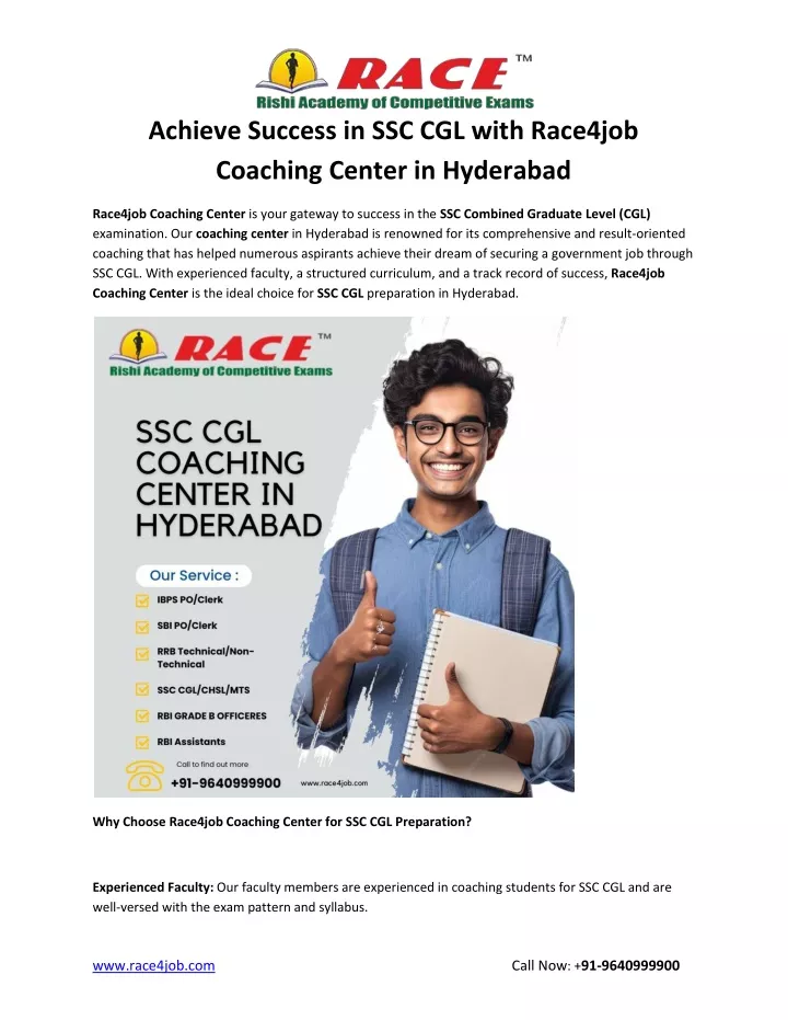 achieve success in ssc cgl with race4job coaching