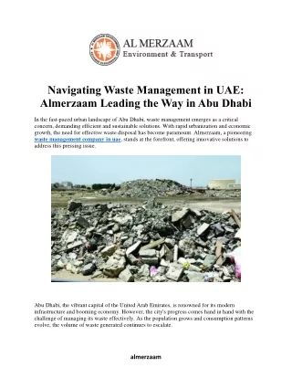 Navigating Waste Management in UAE:  Almerzaam Leading the Way in Abu Dhabi