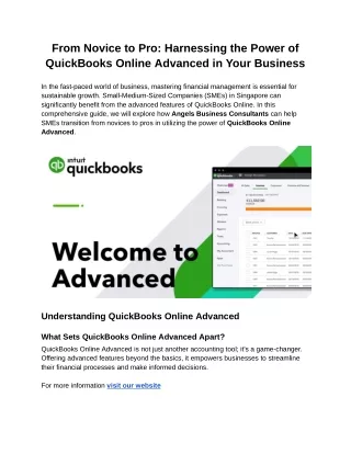 From Novice to Pro_ Harnessing the Power of QuickBooks Online Advanced in Your Business