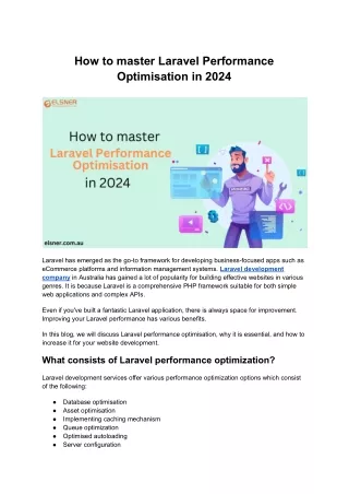 How to master Laravel Performance Optimisation in 2024
