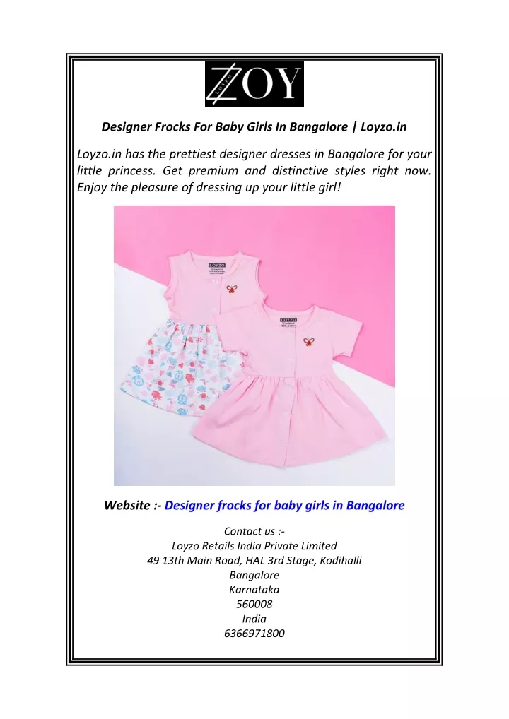 designer frocks for baby girls in bangalore loyzo