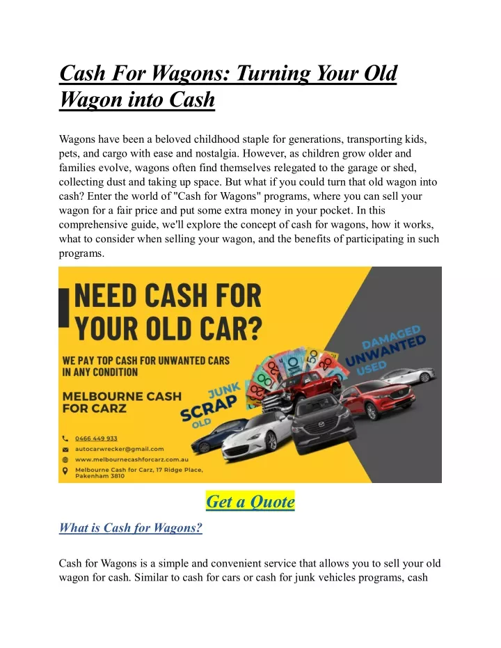 cash for wagons turning your old wagon into cash