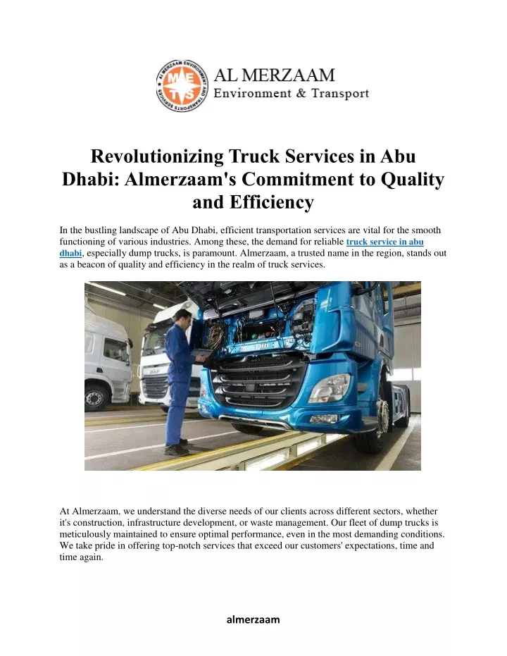revolutionizing truck services in abu dhabi