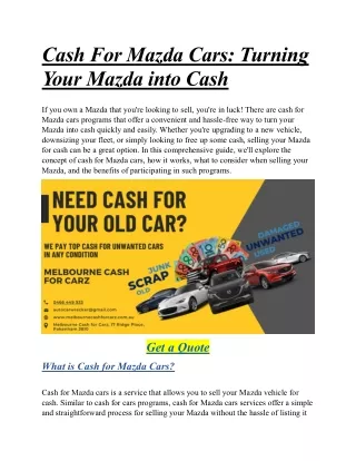 Cash For Mazda Cars