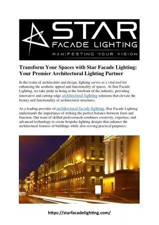 Transform Your Spaces with Star Facade Lighting: Your Premier Architectural Ligh