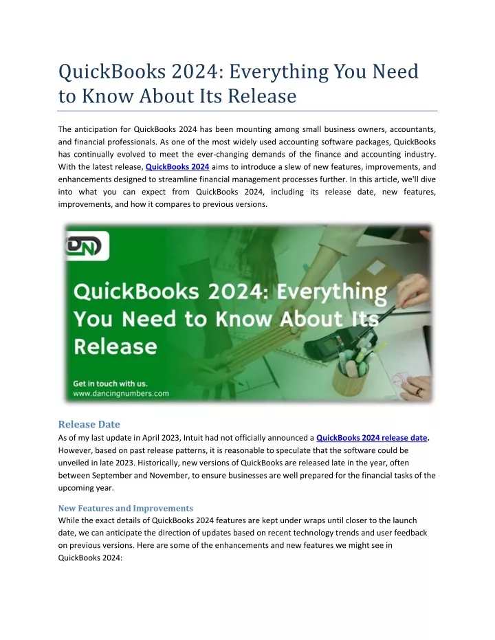 PPT QuickBooks 2024 Everything You Need to Know About Its Release