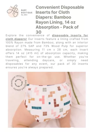 Convenient Disposable Inserts for Cloth Diapers