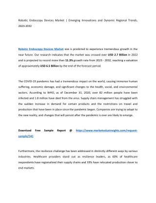 Robotic Endoscopy Devices Market Key Trends and Regional Forecasts for 2023-2032