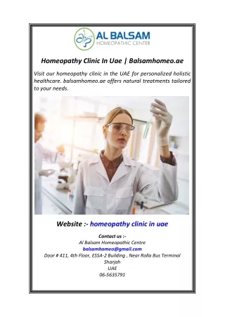 Homeopathy Clinic In Uae  Balsamhomeo.ae