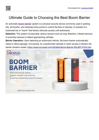 Ultimate Guide to Choosing the Best Boom Barrier