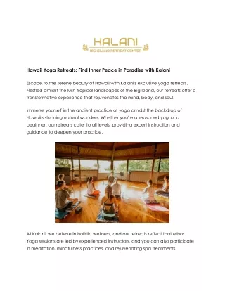 Kalani's Hawaii Yoga Retreats