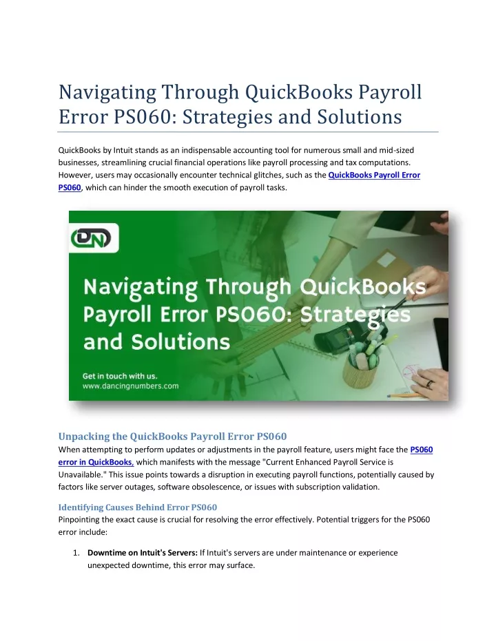 navigating through quickbooks payroll error ps060