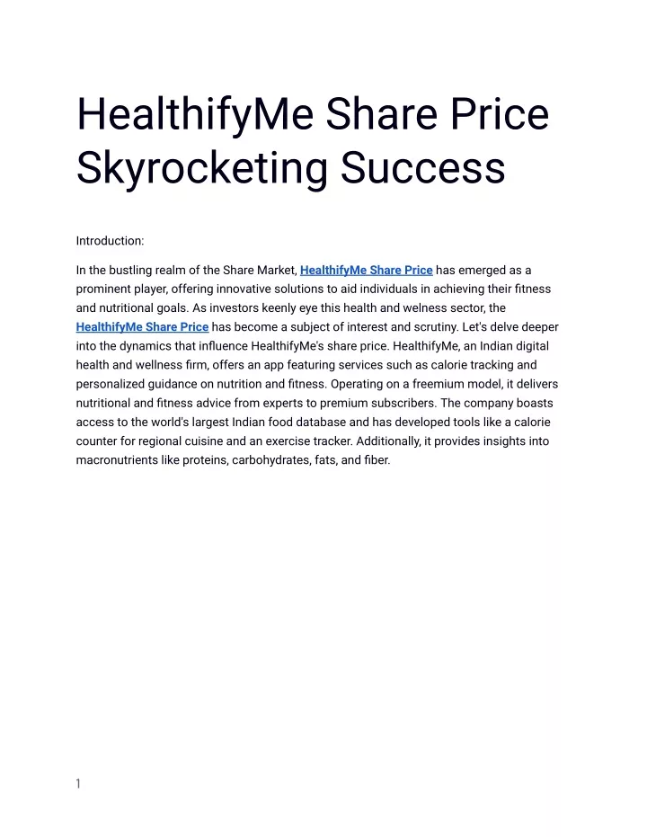 healthifyme share price skyrocketing success