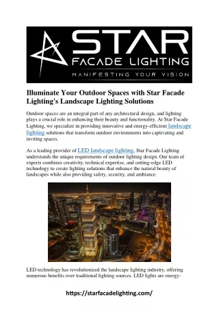 Illuminate Your Outdoor Spaces with Star Facade Lighting's LED Landscape Lighti
