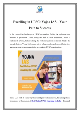 excelling in upsc yojna ias your