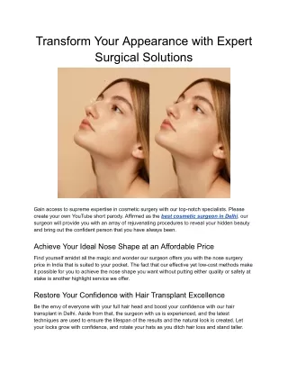 Transform Your Appearance with Expert Surgical Solutions