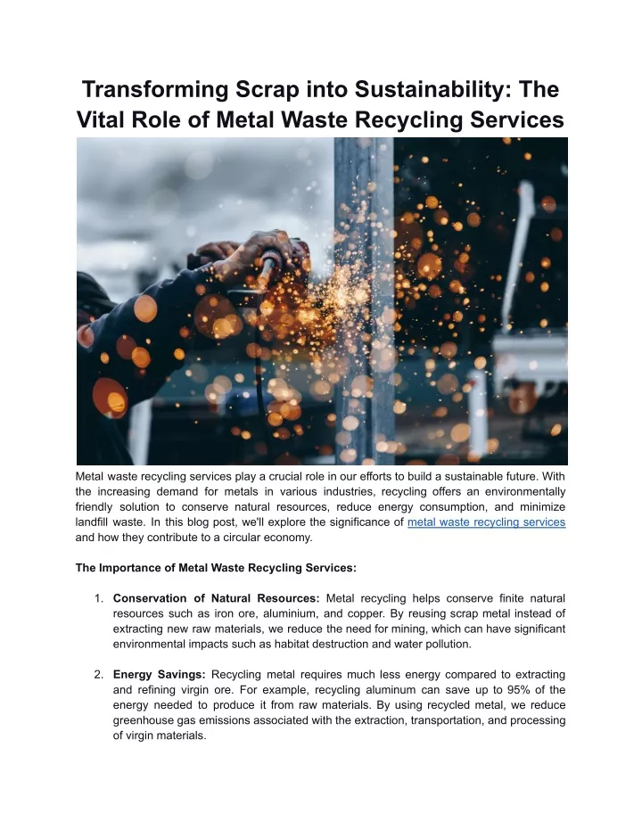 PPT - Transforming Scrap into Sustainability - The Vital Role of Metal ...