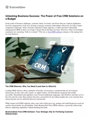 Unleashing Success with Free CRM Solutions on a Budget