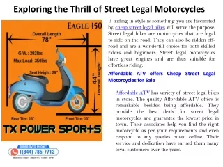 Exploring the Thrill of Street Legal Motorcycles