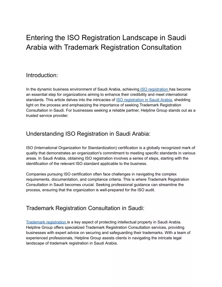 entering the iso registration landscape in saudi
