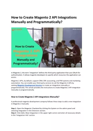How to Create Magento 2 API Integrations Manually and Programmatically?