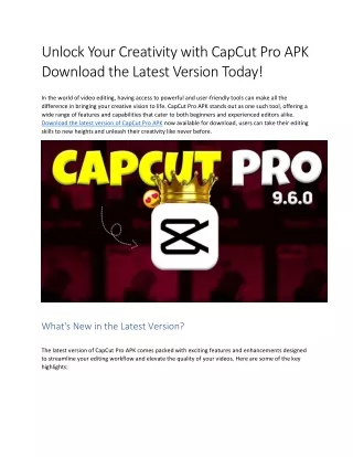 CapCut Pro APK Download the Latest Version Today