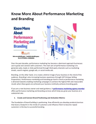 Know More About Performance Marketing and Branding