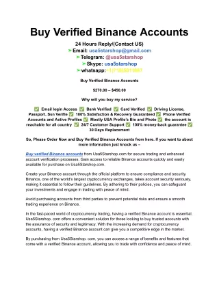 Buy Verified Binance Accounts