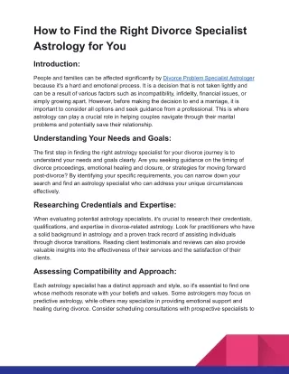 How to Find the Right Divorce Specialist Astrology for You