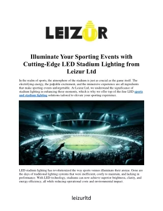 Illuminate Your Sporting Events with  Cutting-Edge LED Stadium Lighting from  Le
