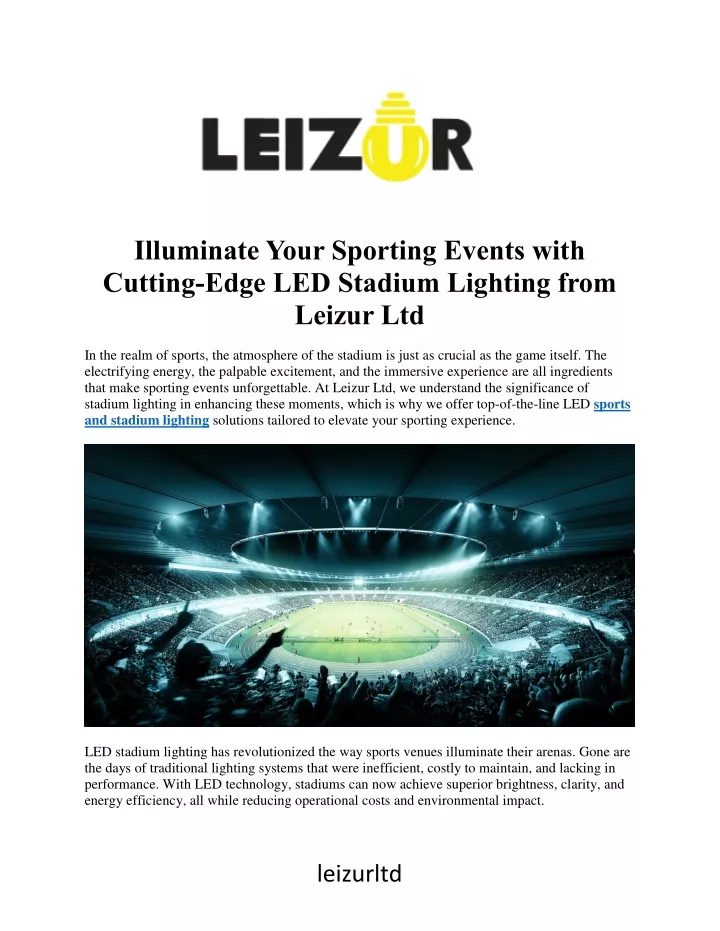 illuminate your sporting events with cutting edge