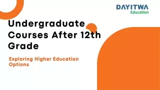 Undergraduate Courses After 12th Grade