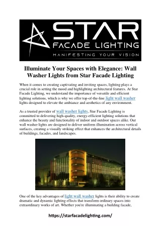 Illuminate Your Spaces with Elegance: Wall Washer Lights from Star Facade Lighti