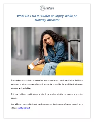 What Do I Do if I Suffer an Injury While on Holiday Abroad?