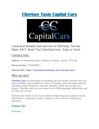 Chertsey Taxis Capital Cars