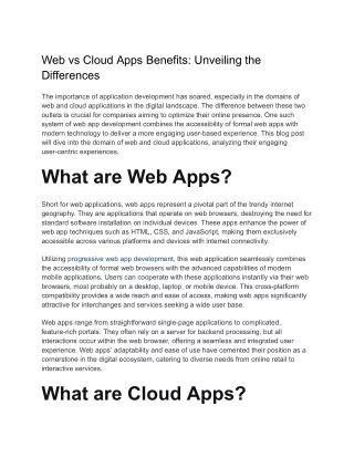 web vs cloud apps benefits unveiling
