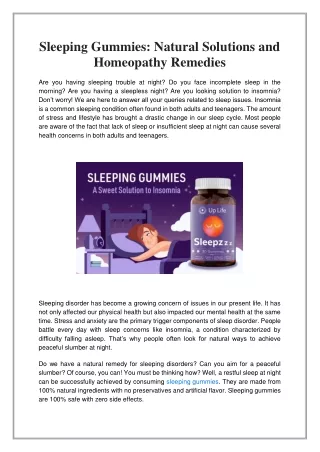 Sleeping Gummies, Natural Solutions and Homeopathy Remedies