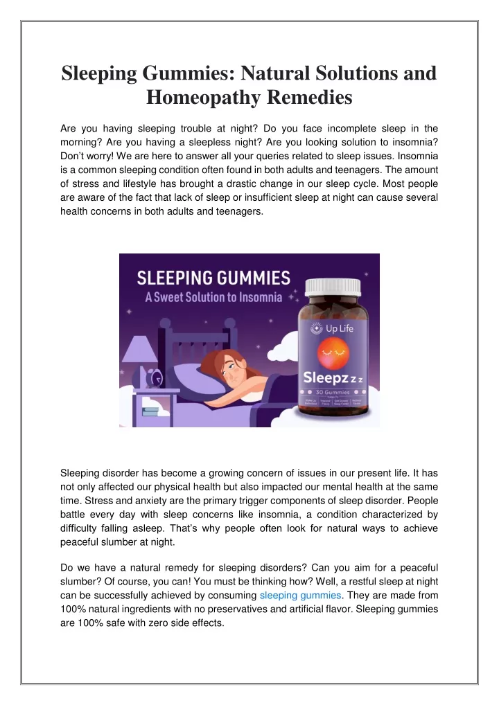 sleeping gummies natural solutions and homeopathy