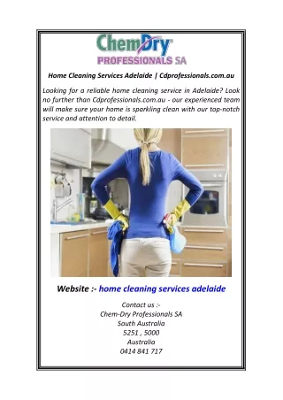 Home Cleaning Services Adelaide  Cdprofessionals.com.au