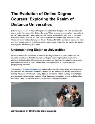 Distance Degree Courses: Flexibility, Convenience, and Quality Education