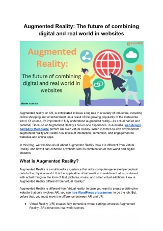 Augmented Reality: The future of combining digital and real world in websites